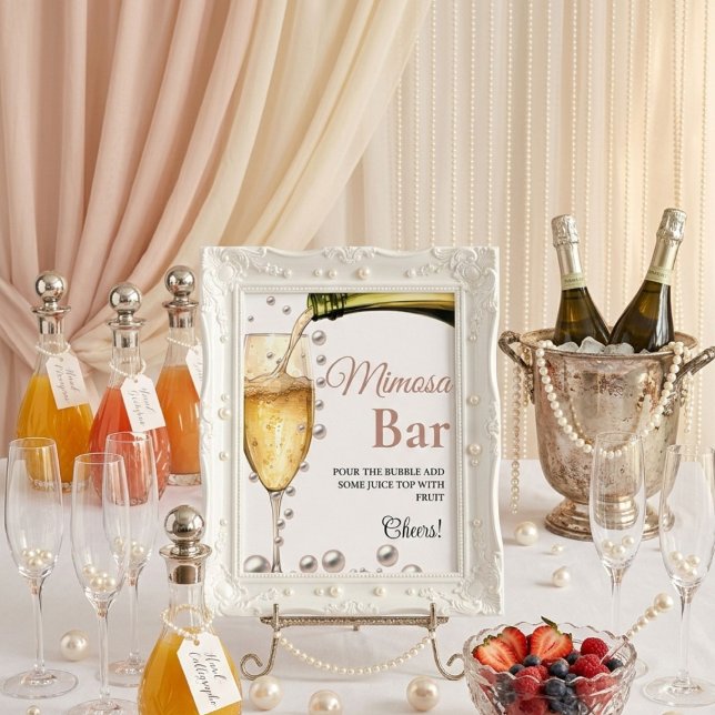 Pearls & Prosecco Bachelorette Mimosa Bar  Sign (Creator Uploaded)