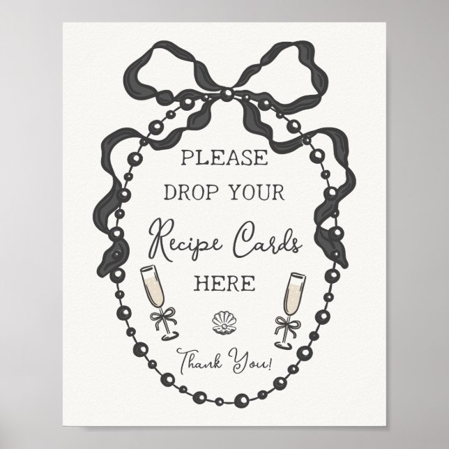 Pearls & Prosecco Black Coquette Bow Share Recipe Poster (Front)