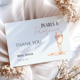 Pearls & Prosecco Blush Pink Bridal Shower Thank You Card