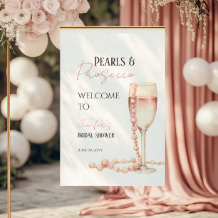 Pearls & Prosecco Blush Pink Bridal Shower Welcome Poster