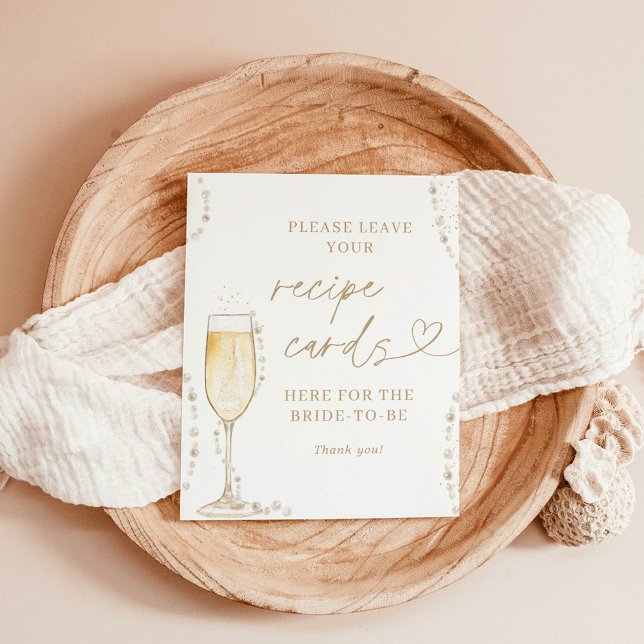 Pearls & Prosecco Bridal Recipe Cards Sign, Recipe Poster (Creator Uploaded)