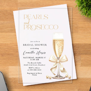 Pearls & Prosecco Bridal Shower Acrylic Invitations
