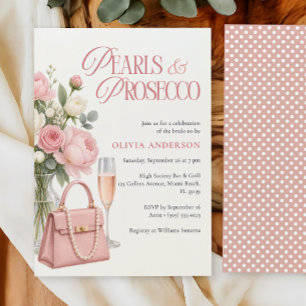 Pearls & Prosecco Bridal Shower Bachelorette Invitation