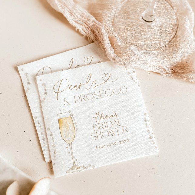 Pearls & Prosecco Bridal Shower, Brunch & Bubbly Napkin (Creator Uploaded)
