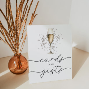 Pearls & Prosecco Bridal Shower Cards & Gifts Pedestal Sign