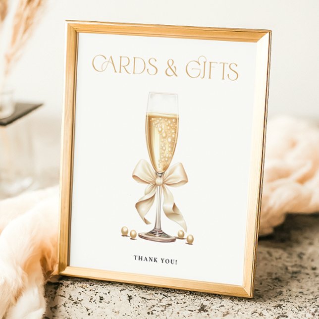 Pearls & Prosecco Bridal Shower Cards Sign (Creator Uploaded)