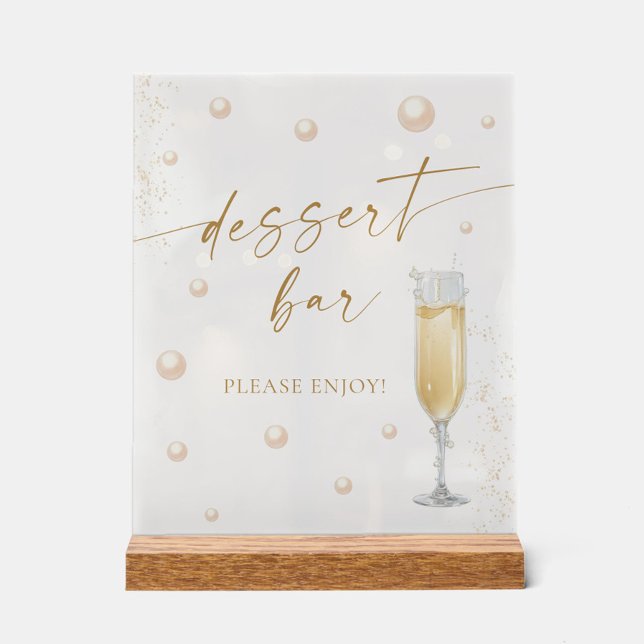 Pearls Prosecco Bridal Shower Dessert Bar Acrylic Sign (Creator Uploaded)