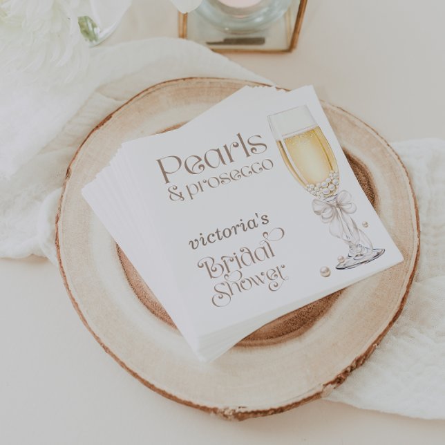 Pearls & Prosecco Bridal Shower Elegant Napkin (Creator Uploaded)