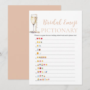 Pearls & Prosecco Bridal Shower Emoji Pictionary Invitation