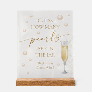 Pearls Prosecco Bridal Shower Guess How Many Pearl Acrylic Sign