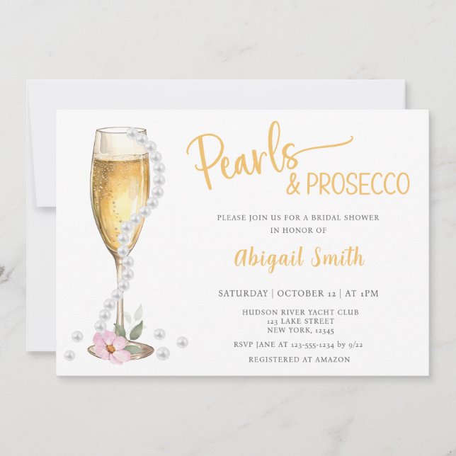 PEARLS & PROSECCO BRIDAL SHOWER Invitation (Front)