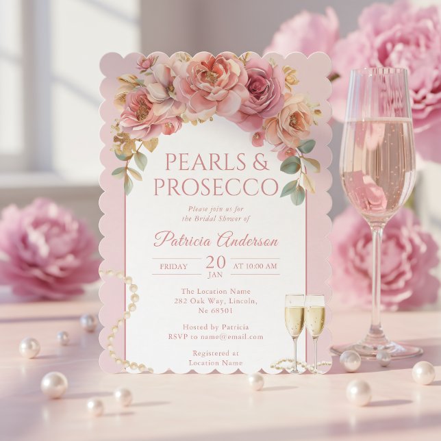 Pearls & Prosecco Bridal Shower Invitation (Creator Uploaded)
