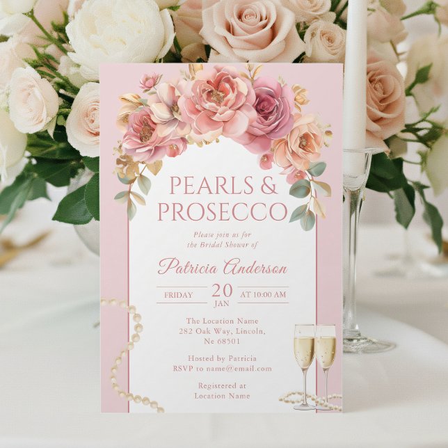 Pearls & Prosecco Bridal Shower Invitation (Creator Uploaded)