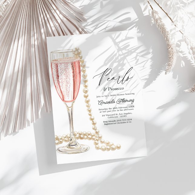 Pearls & Prosecco Bridal Shower Invitation (Pearls & Prosecco Bridal Shower Invitation)
