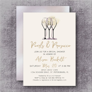 Pearls & Prosecco Bridal Shower  Invitation