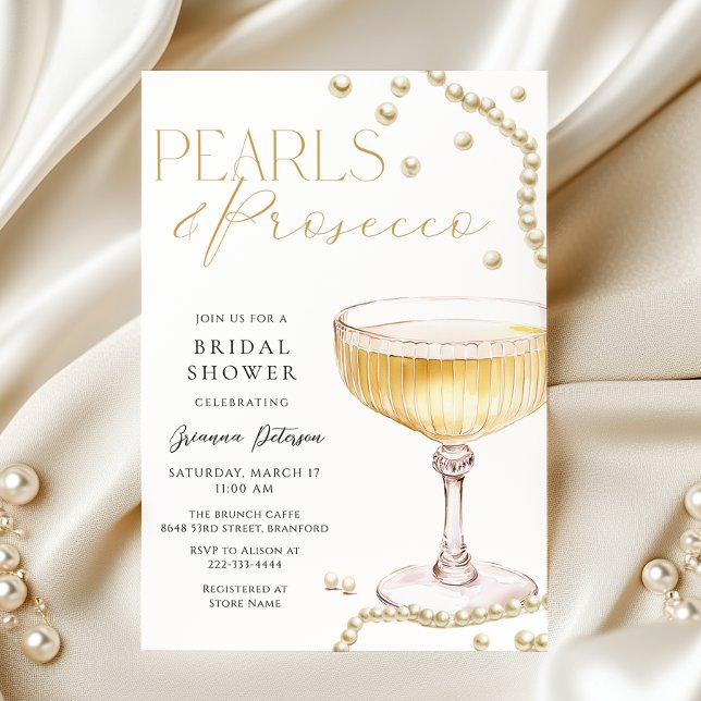 Pearls & Prosecco Bridal Shower Invitation (Creator Uploaded)