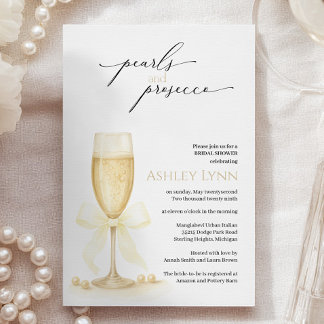 Pearls & Prosecco Bridal Shower Invite | Neutral