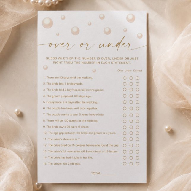 Pearls Prosecco Bridal Shower Over or Under Game (Creator Uploaded)