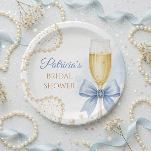 Pearls & Prosecco Bridal Shower Paper Plate