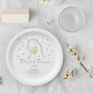 Pearls & Prosecco - bridal shower Paper Plate