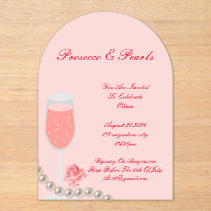 PEARLS & PROSECCO BRIDAL SHOWER PINK INVITATION