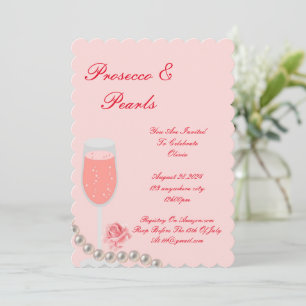 PEARLS & PROSECCO BRIDAL SHOWER PINK INVITATION
