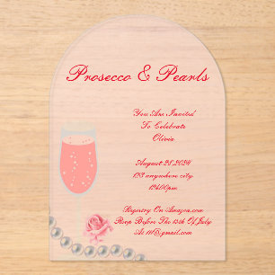 PEARLS & PROSECCO BRIDAL SHOWER PINK  INVITATION