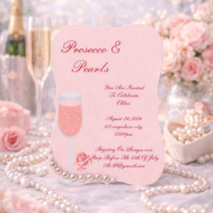 PEARLS & PROSECCO BRIDAL SHOWER PINK INVITATION