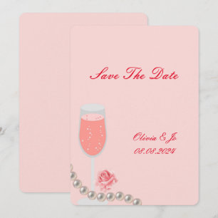 PEARLS & PROSECCO BRIDAL SHOWER PINK SAVE THE DATE