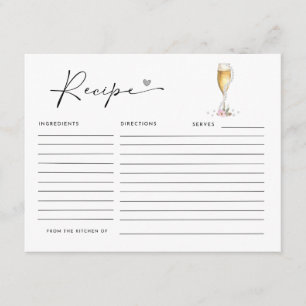 Pearls & Prosecco Bridal Shower Recipe Card