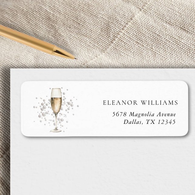 Pearls & Prosecco Bridal Shower Return Address (Creator Uploaded)