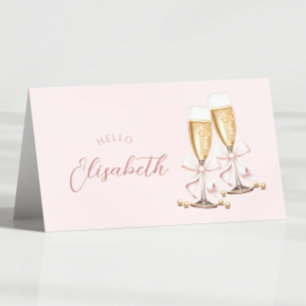 Pearls & Prosecco Bridal Shower Table Name Card 