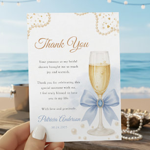 Pearls & Prosecco Bridal Shower Thank You Card
