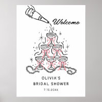 Pearls & Prosecco Bridal Shower Welcome Sign Poste