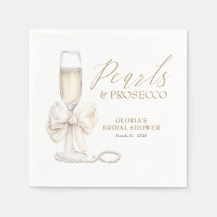 Pearls & Prosecco Bridal Shower White Bow Napkin