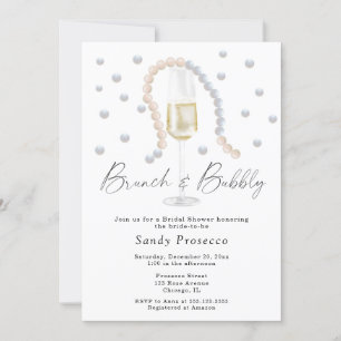 Pearls & Prosecco Brunch and bubbly Bridal Invitation