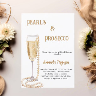 Pearls Prosecco bubbly Bridal Shower Invitation