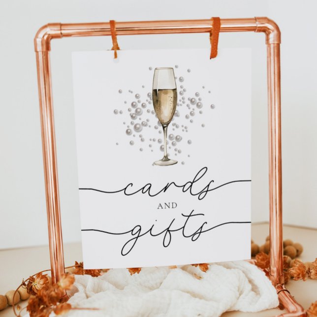 Pearls & Prosecco Cards & Gifts Bridal Shower Poster (Creator Uploaded)