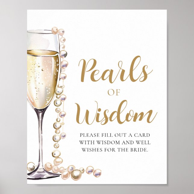 Pearls & Prosecco Champagne Pearls of Wisdom Sign (Front)