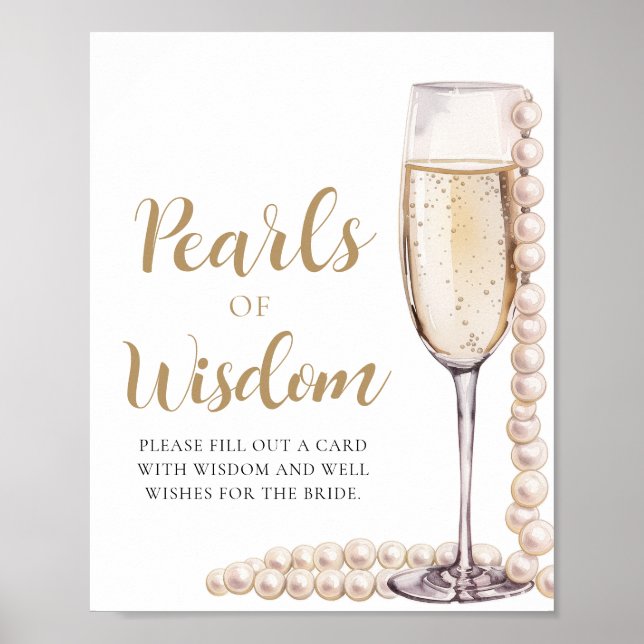 Pearls & Prosecco Champagne Pearls of Wisdom Sign (Front)