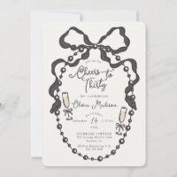 Pearls & Prosecco Coquette Bow Bridal Shower Invit