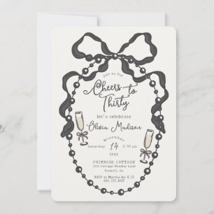 Pearls & Prosecco Coquette Bow Bridal Shower Invit