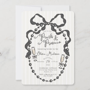 Pearls & Prosecco Coquette Bow Bridal Shower Invit