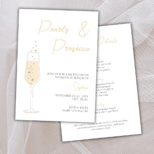 Pearls & Prosecco Elegant Bachelorette Weekend Invitation