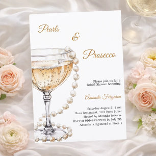Pearls Prosecco elegant Bridal Shower Invitation