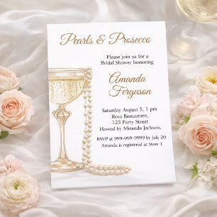 Pearls Prosecco elegant Bridal Shower Invitation