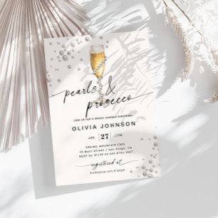 Pearls & Prosecco Elegant Bridal Shower Invitation