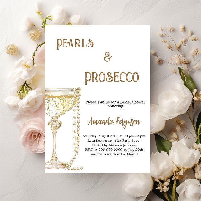 Pearls Prosecco elegant Bridal Shower Invitation (Creator Uploaded)