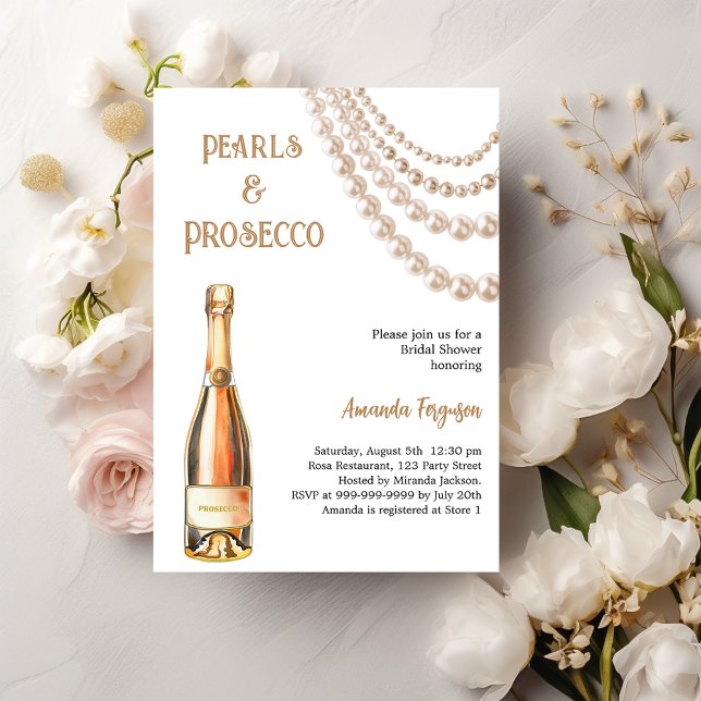 Pearls Prosecco elegant Bridal Shower Invitation (Creator Uploaded)
