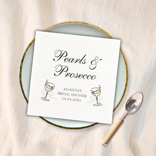 Pearls & Prosecco Elegant Bridal Shower Napkin